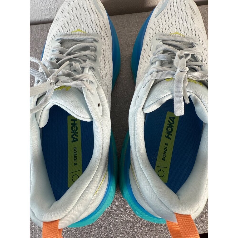 Hoka One One Bondi 8 Mens 11.5 D Ice Flow Bit Of Blue Running Shoes Walking New - Picture 7 of 14